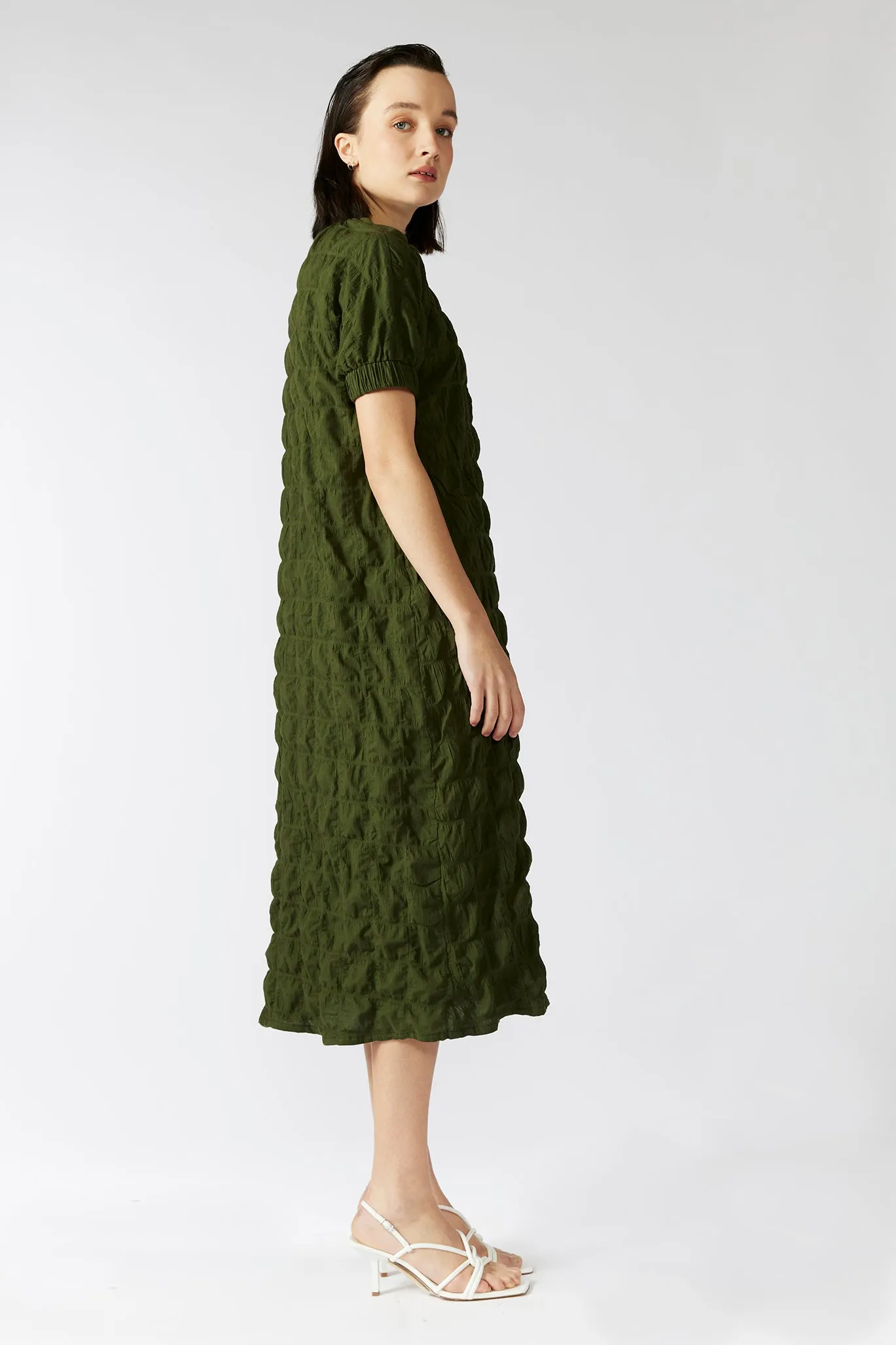 • FUNDRAISER • PRE-LOVED FERNERY DRESS [ Green Cotton, Short Sleeves ]