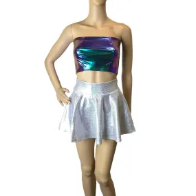 13" Skater Skirt - Silver Holographic