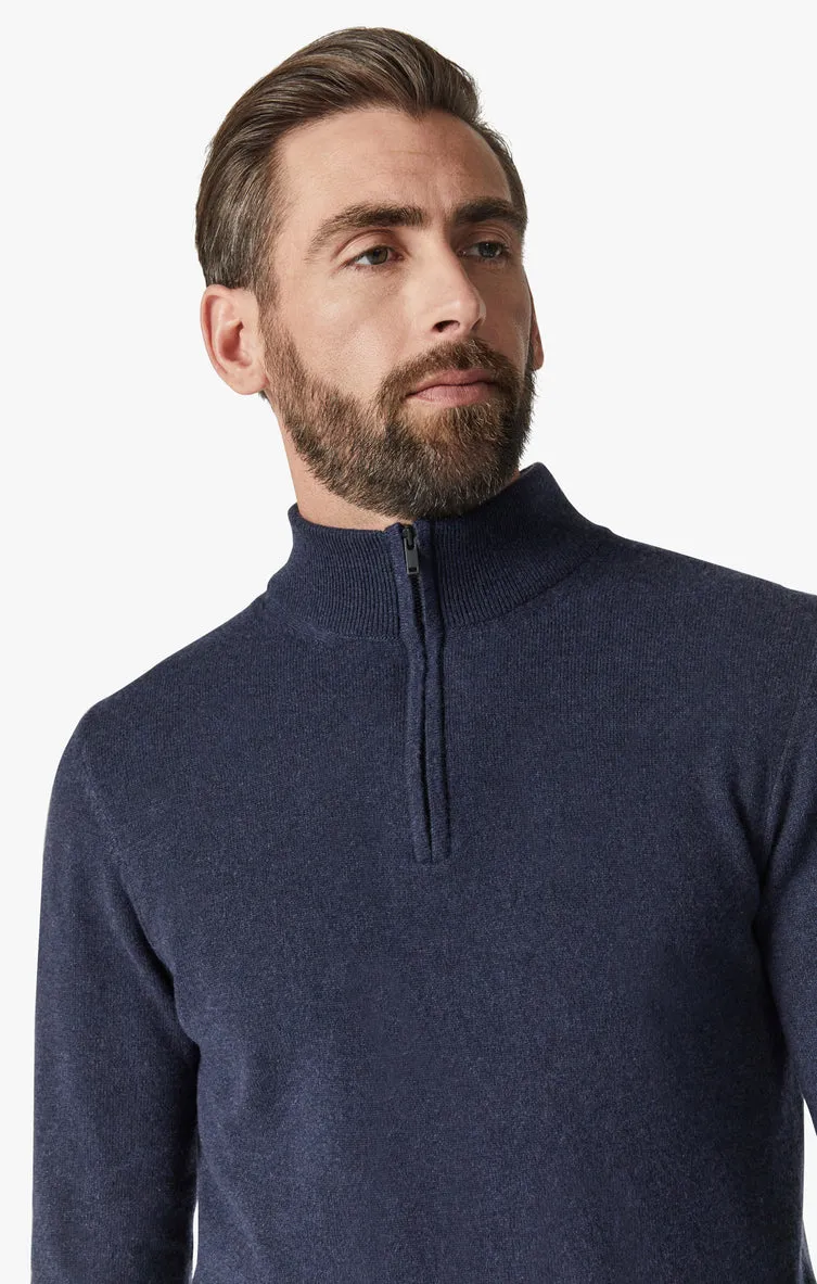 34 Heritage - Chandail Col Zip de Cachemire - Dark Navy