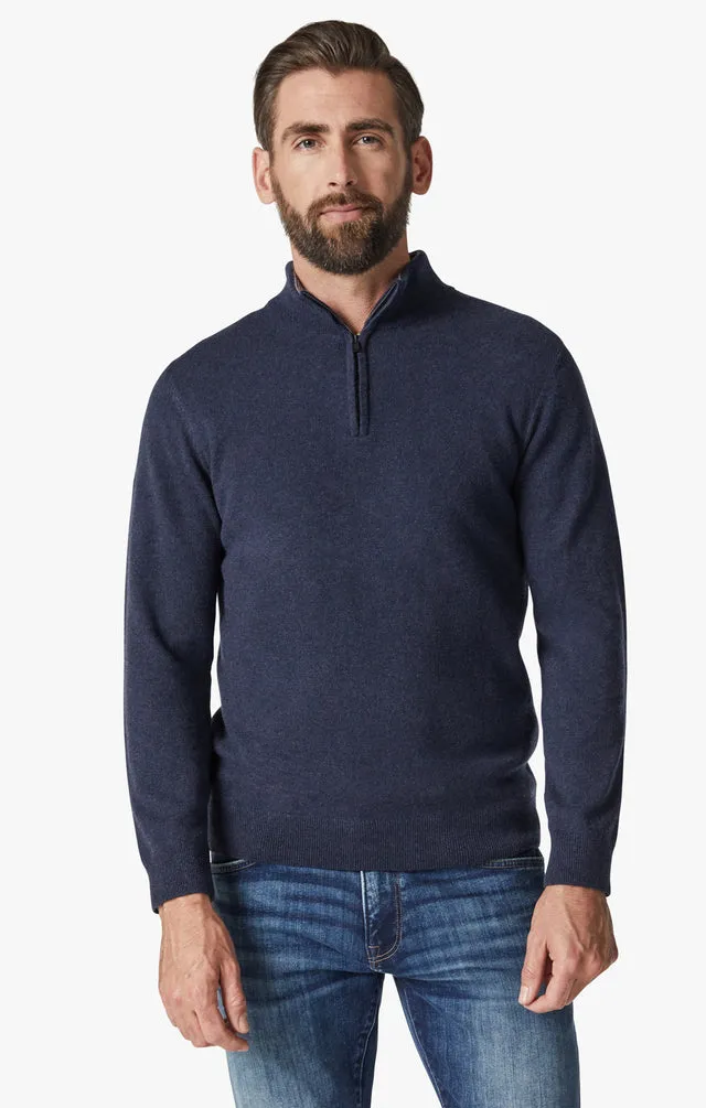 34 Heritage - Chandail Col Zip de Cachemire - Dark Navy