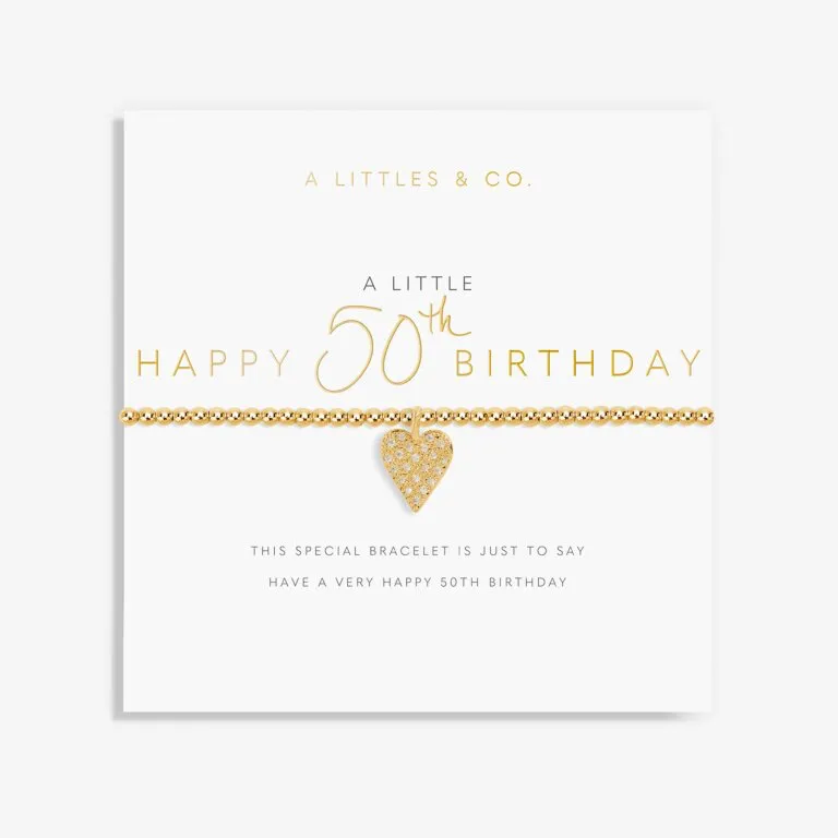 A Little 'Happy 50th Birthday' Bracelet in Gold-Tone Plating