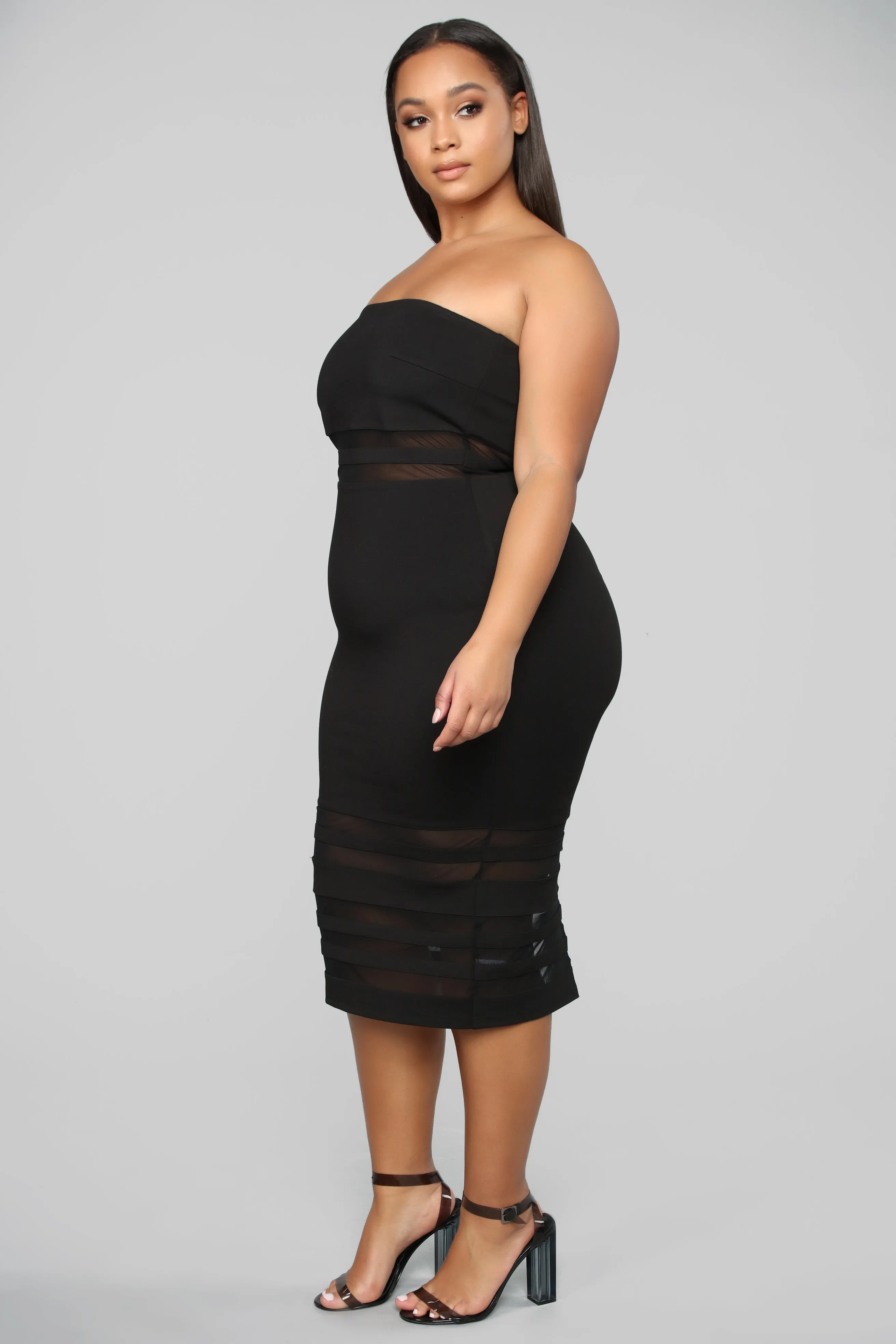 A Little Meshed Up Midi Dress - Black