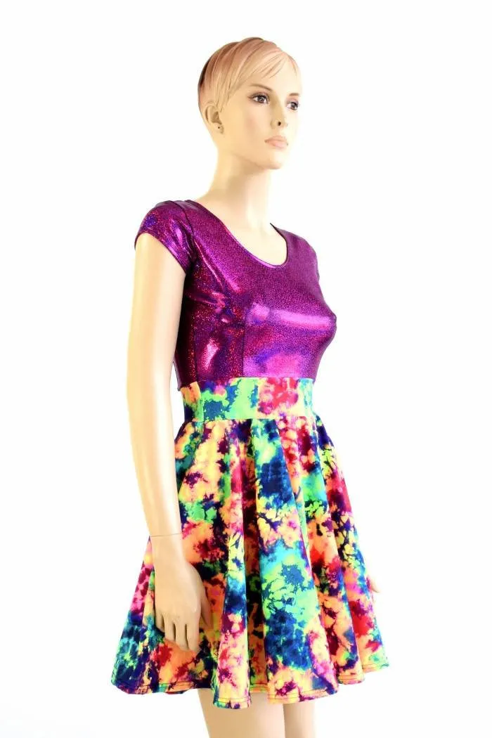 Acid Splash & Fuchsia Skater Dress