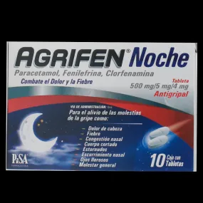 AGRIFEN NOCHE 500/5/4MG 10 TAB   N