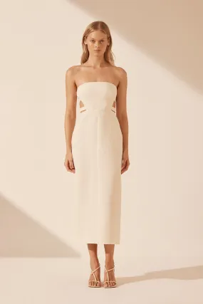 AMURA SPLICE CUT OUT MIDI DRESS - CREAM