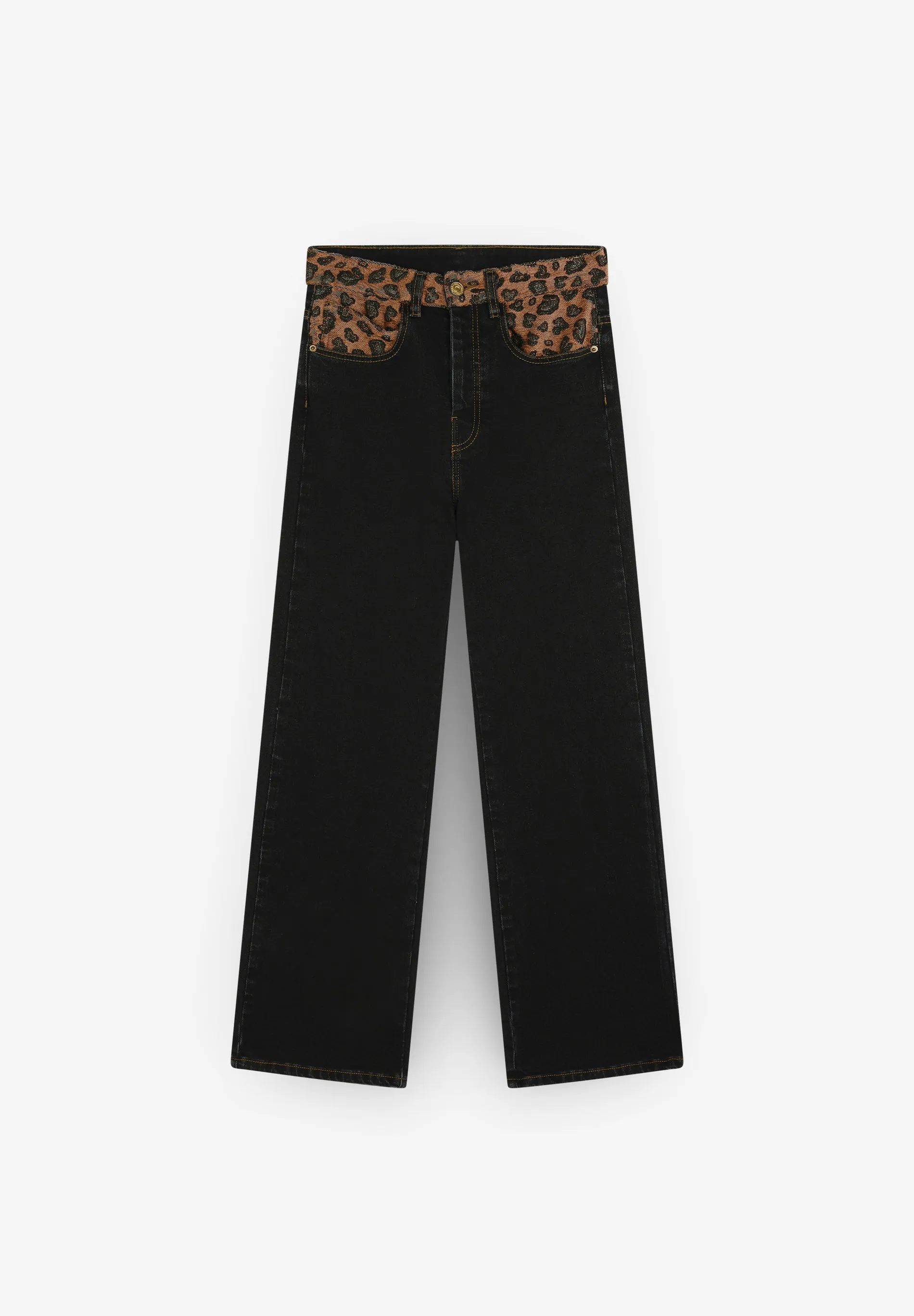 ANIMAL PRINT DETAIL JEANS