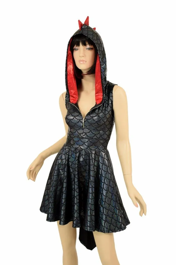 Black Dragon Hoodie Skater Dress