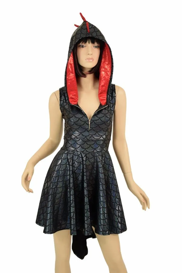 Black Dragon Hoodie Skater Dress