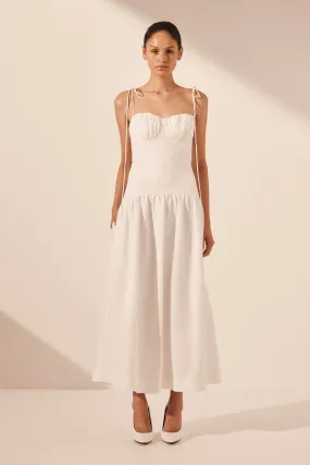 BLANC GATHERED MIDI DRESS