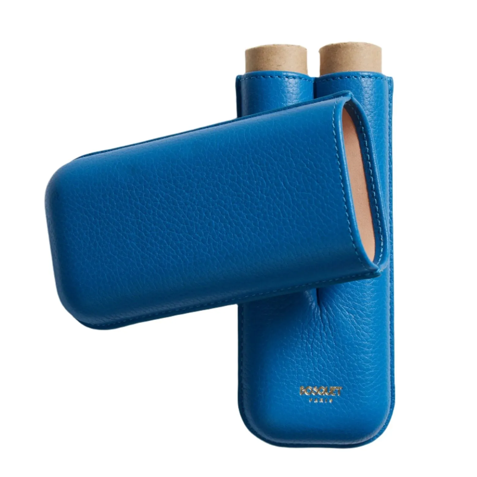 Bosquet Smooth Capri Blue Leather Cigar Case