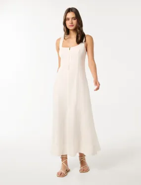 Bronte Linen Zip Detail Midi Dress