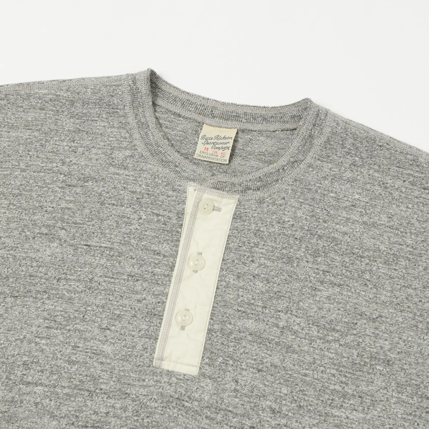 Buzz Rickson's S/S Henley Tee - Grey Melange