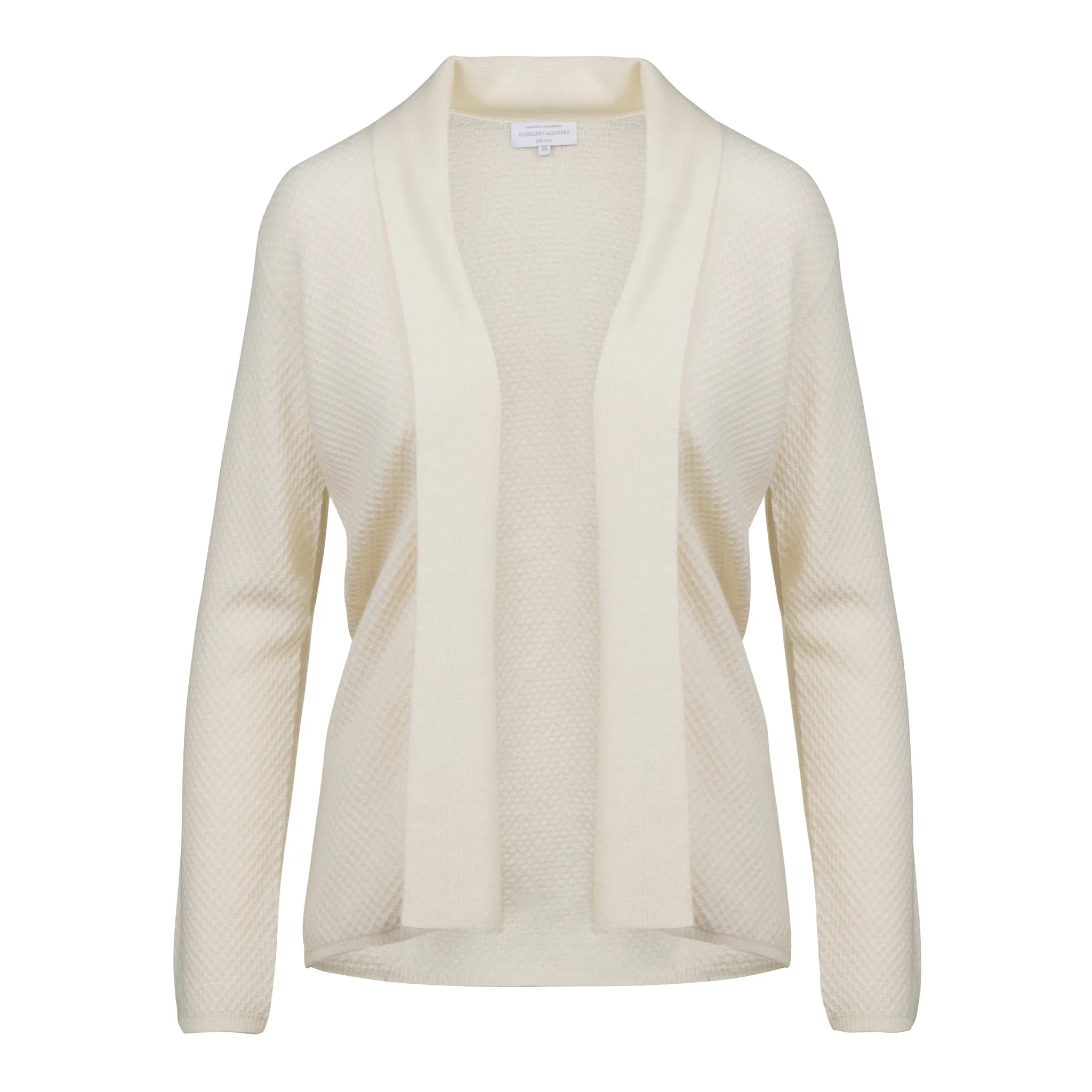 Cashmere Cardigan Honeycomb Stitch in Winter White