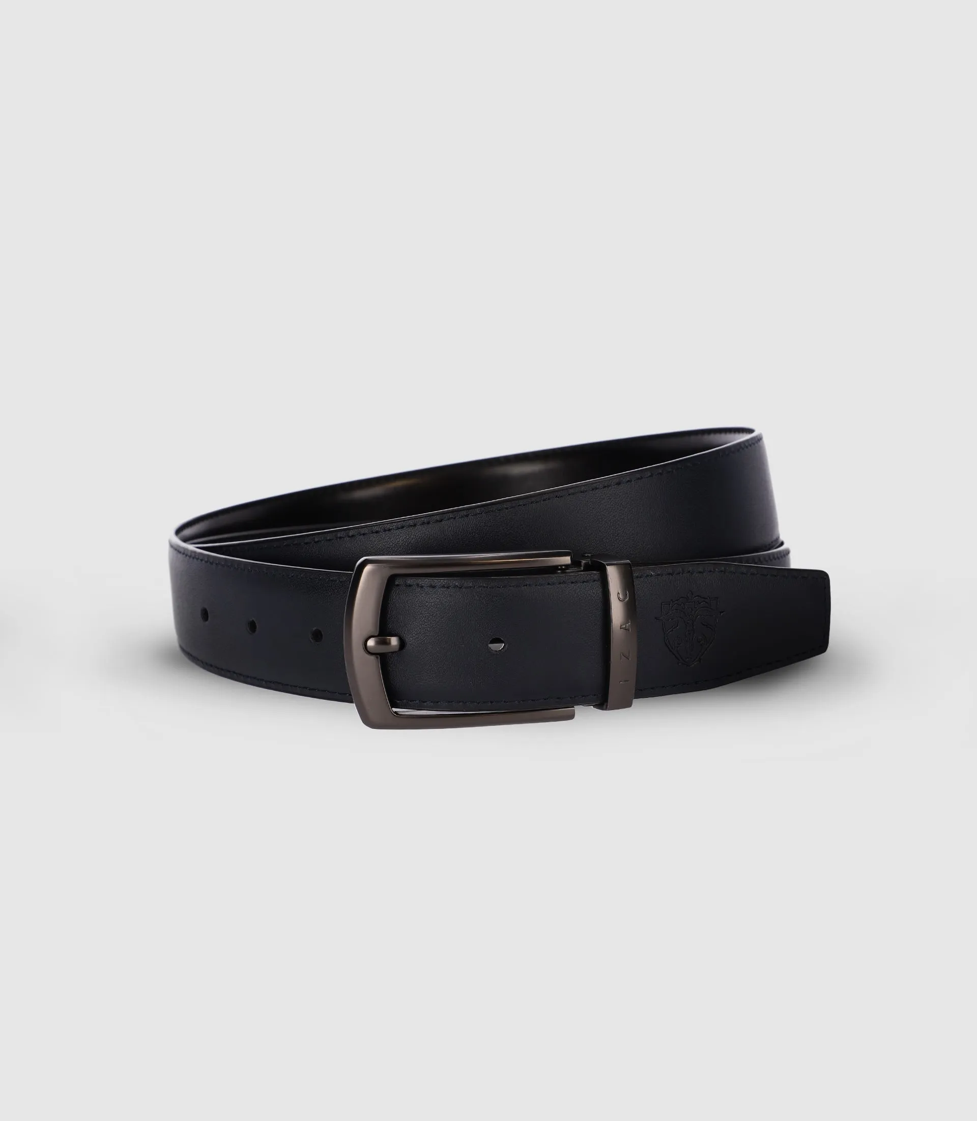 Ceinture réversible en cuir marine