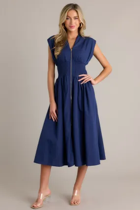 Circle Of Friends Navy Midi Dress