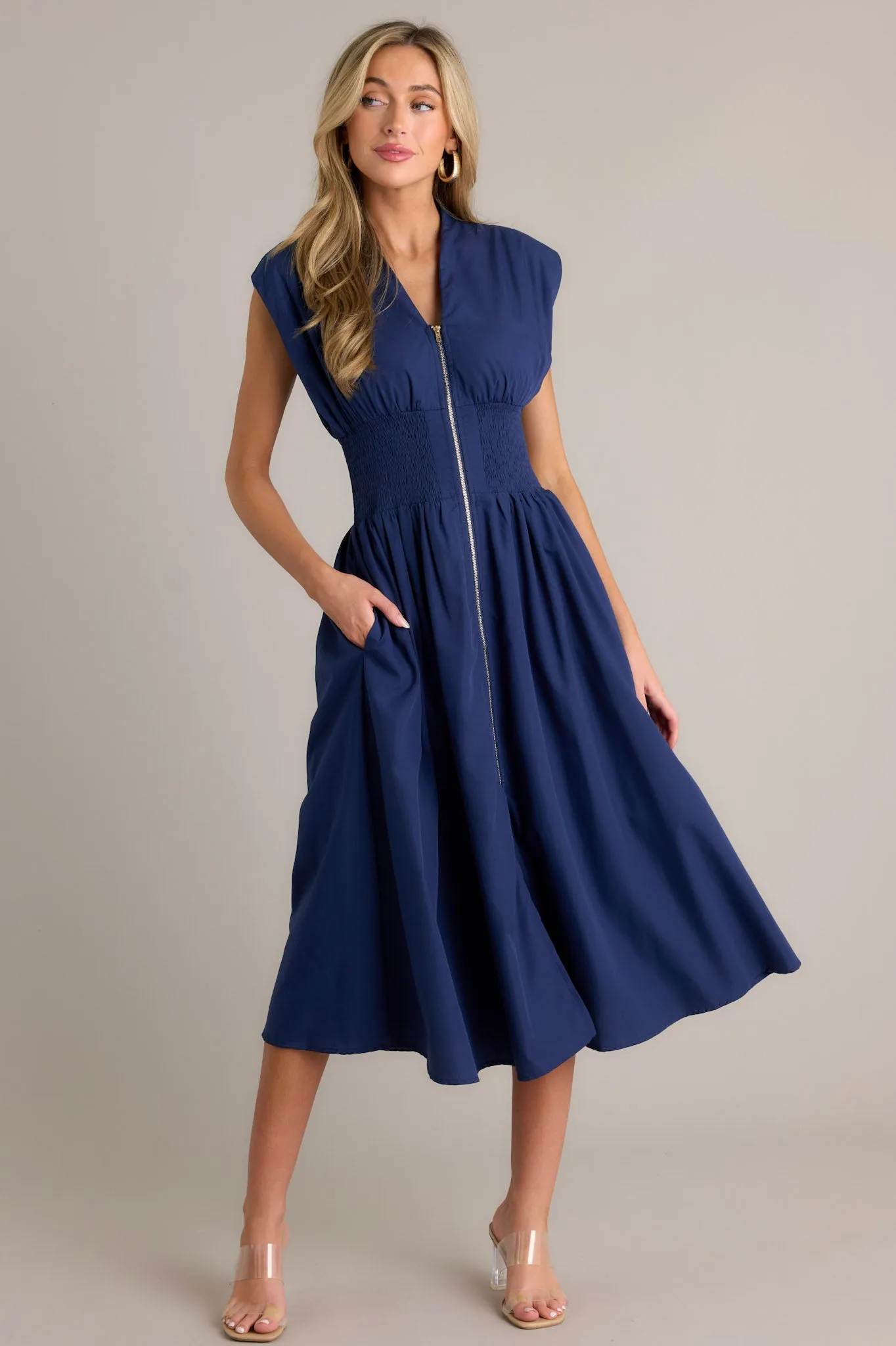 Circle Of Friends Navy Midi Dress