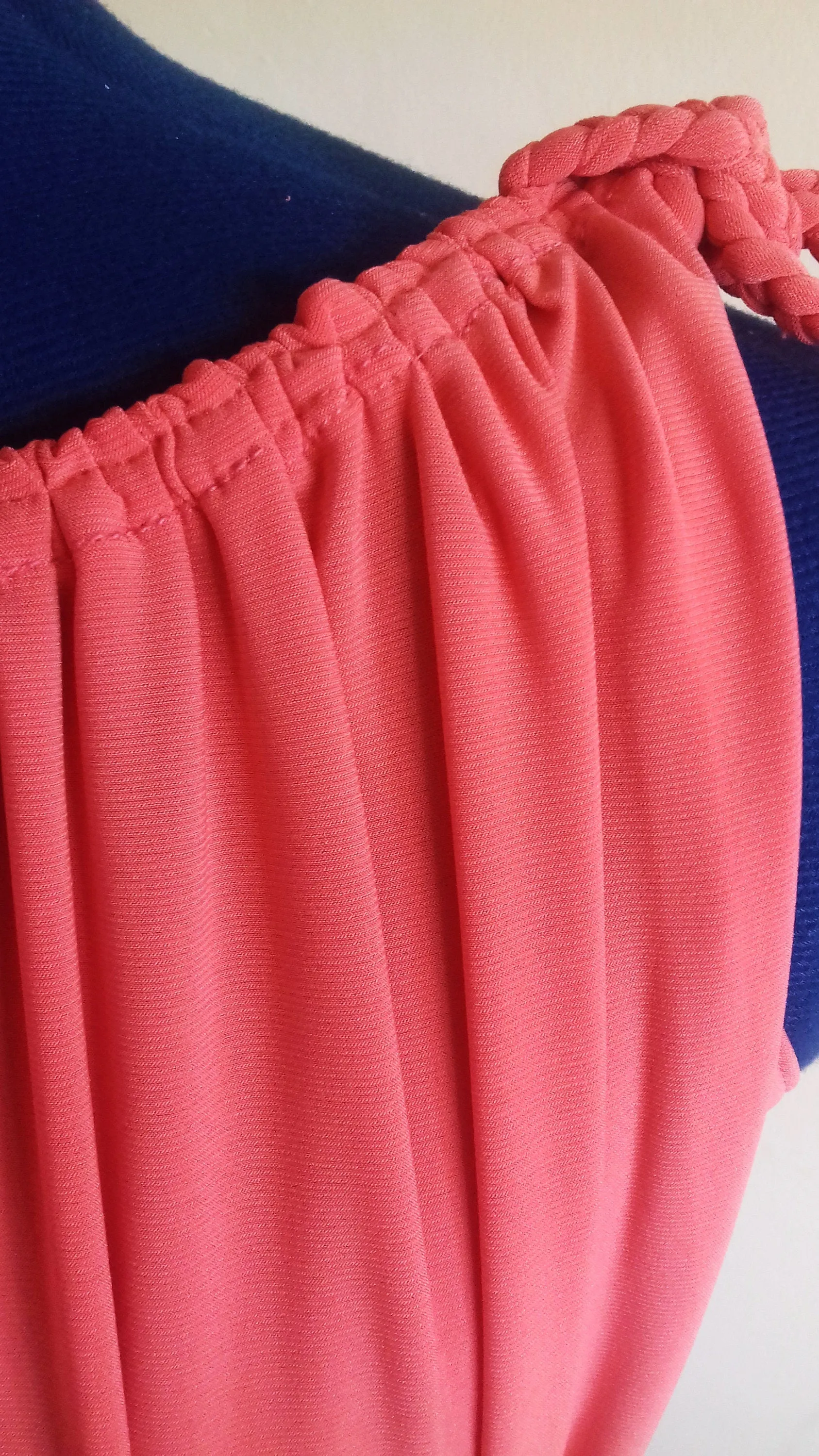 Coral Pink Grecian Drape Dress