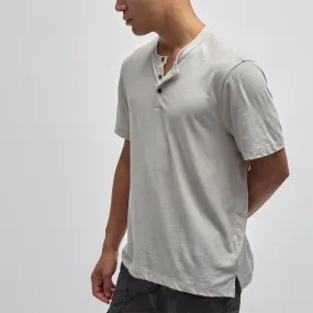 Cotton Jersey Short Sleeve Henley - Salt