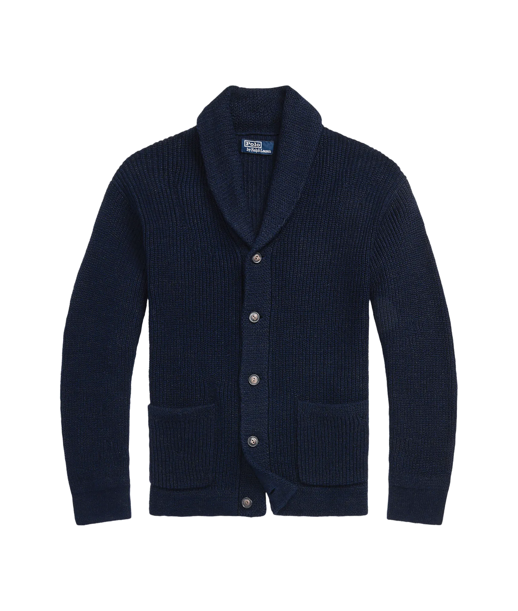 Distressed Linen-cotton Shawl Cardigan - Navy