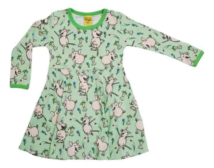 DUNS LS Skater Dress - Dancing Pig Green