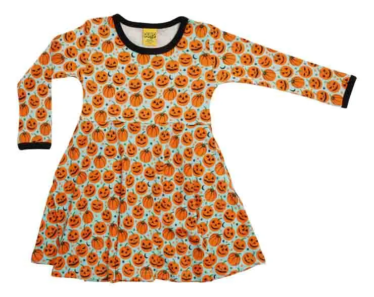 DUNS LS Skater Dress - Pumpkin Blue Radiance