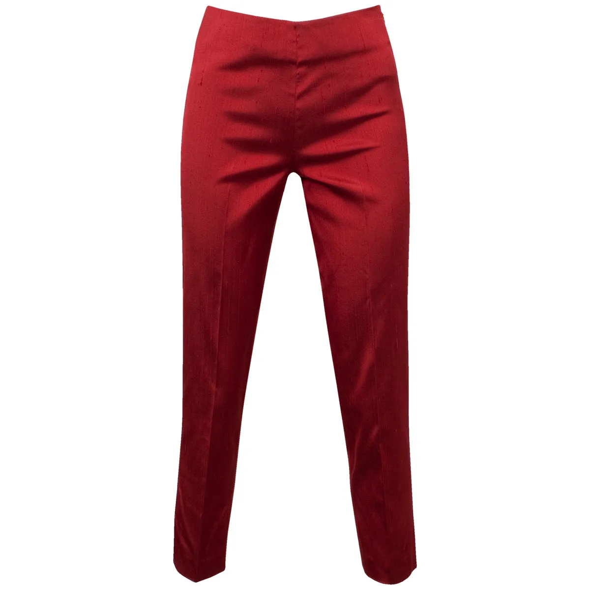 Dupioni Silk/Lycra Capri in Red Orange