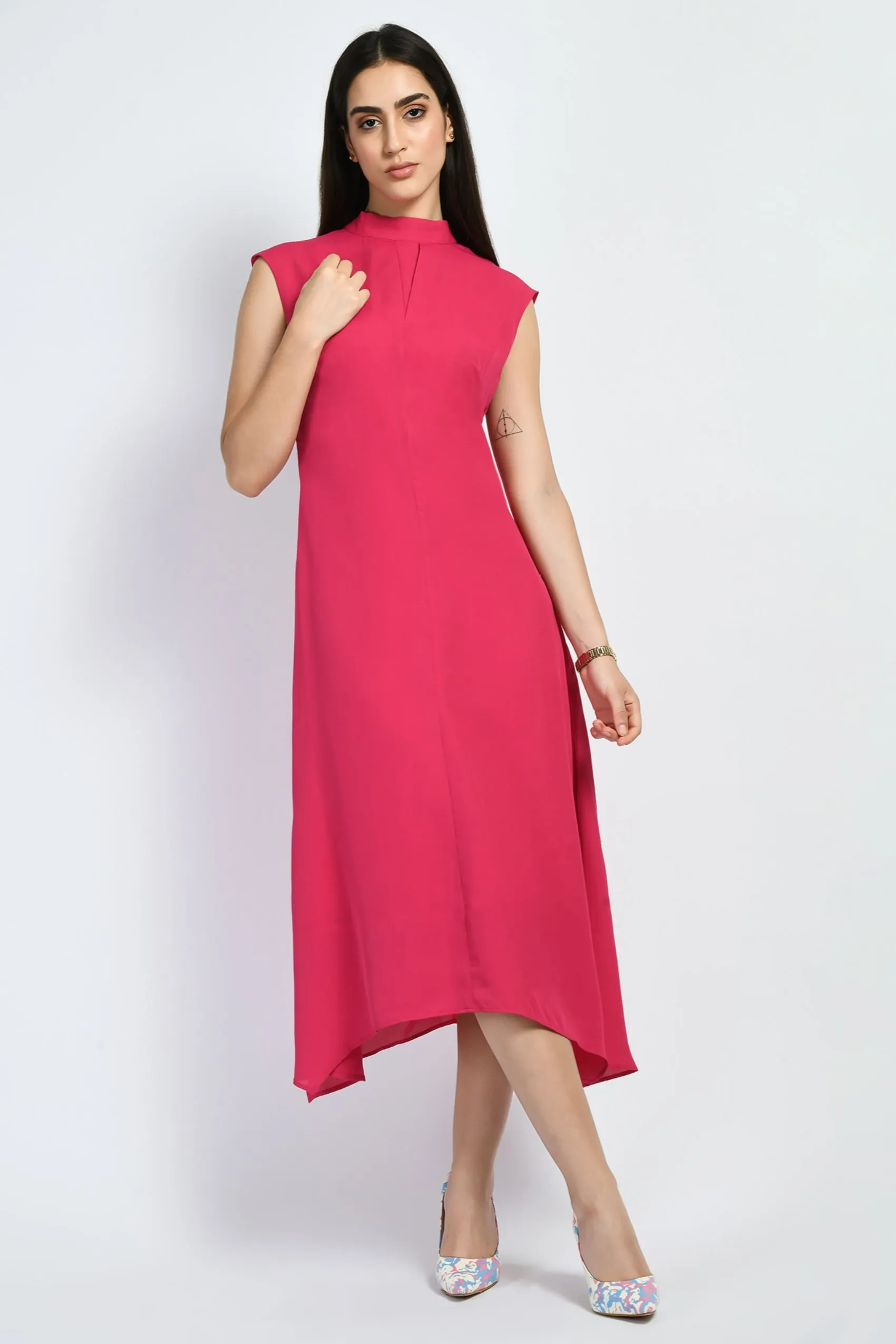 Exude Vibrance Open Back Midi Dress (Hot Pink)