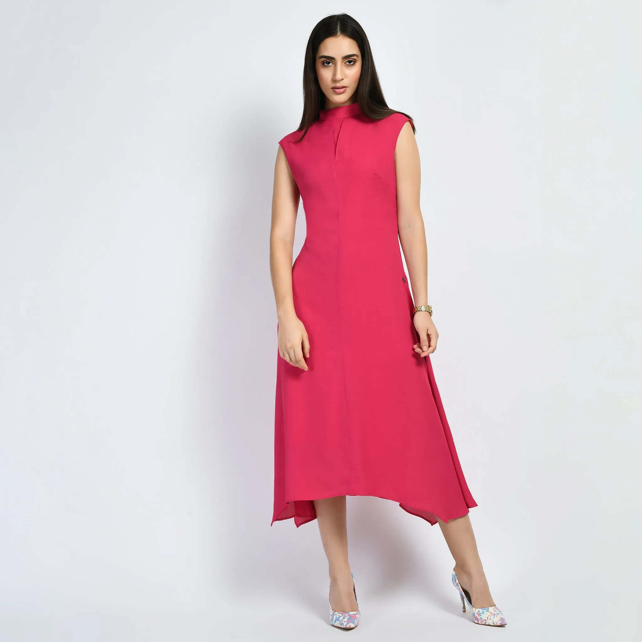 Exude Vibrance Open Back Midi Dress (Hot Pink)