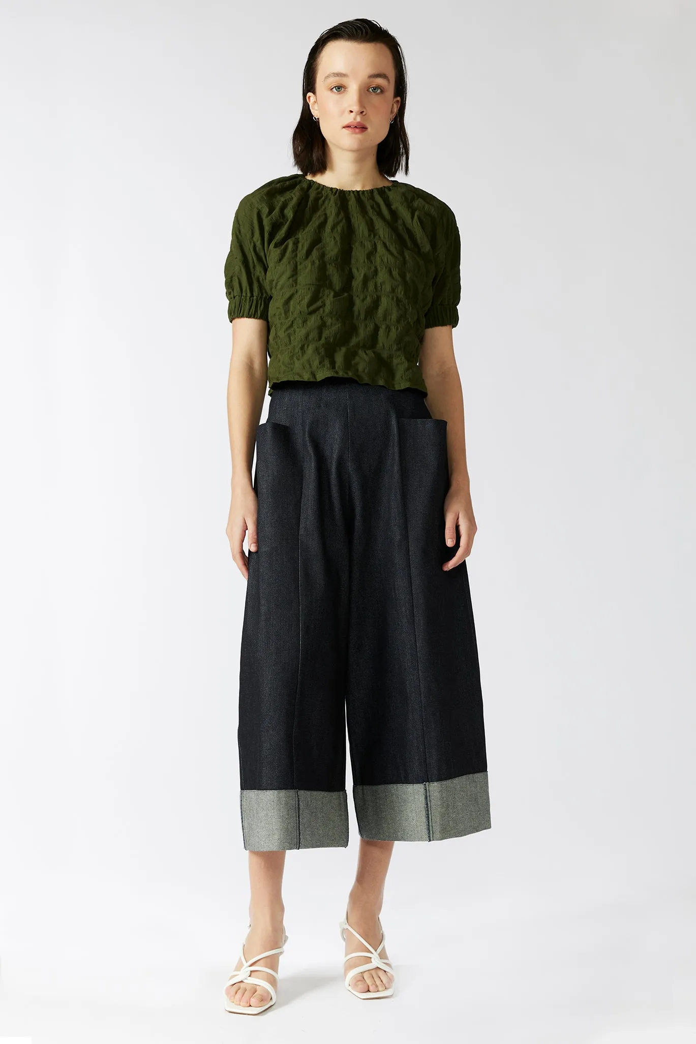 FERNERY TOP [ Green Cotton, Short Sleeves ]