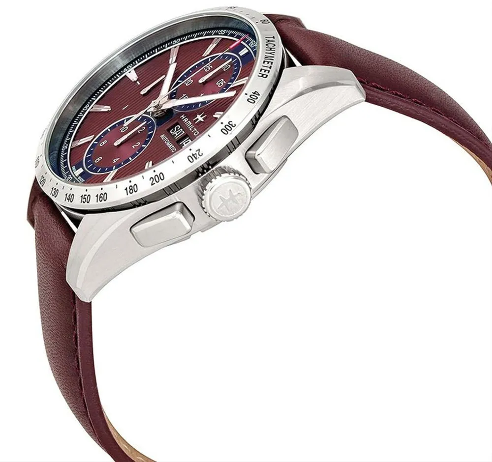 Hamilton Broadway Automatic Chronograph Day of Week Date Burgundy Men’s Strap Watch H43516871