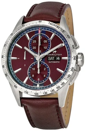 Hamilton Broadway Automatic Chronograph Day of Week Date Burgundy Men’s Strap Watch H43516871