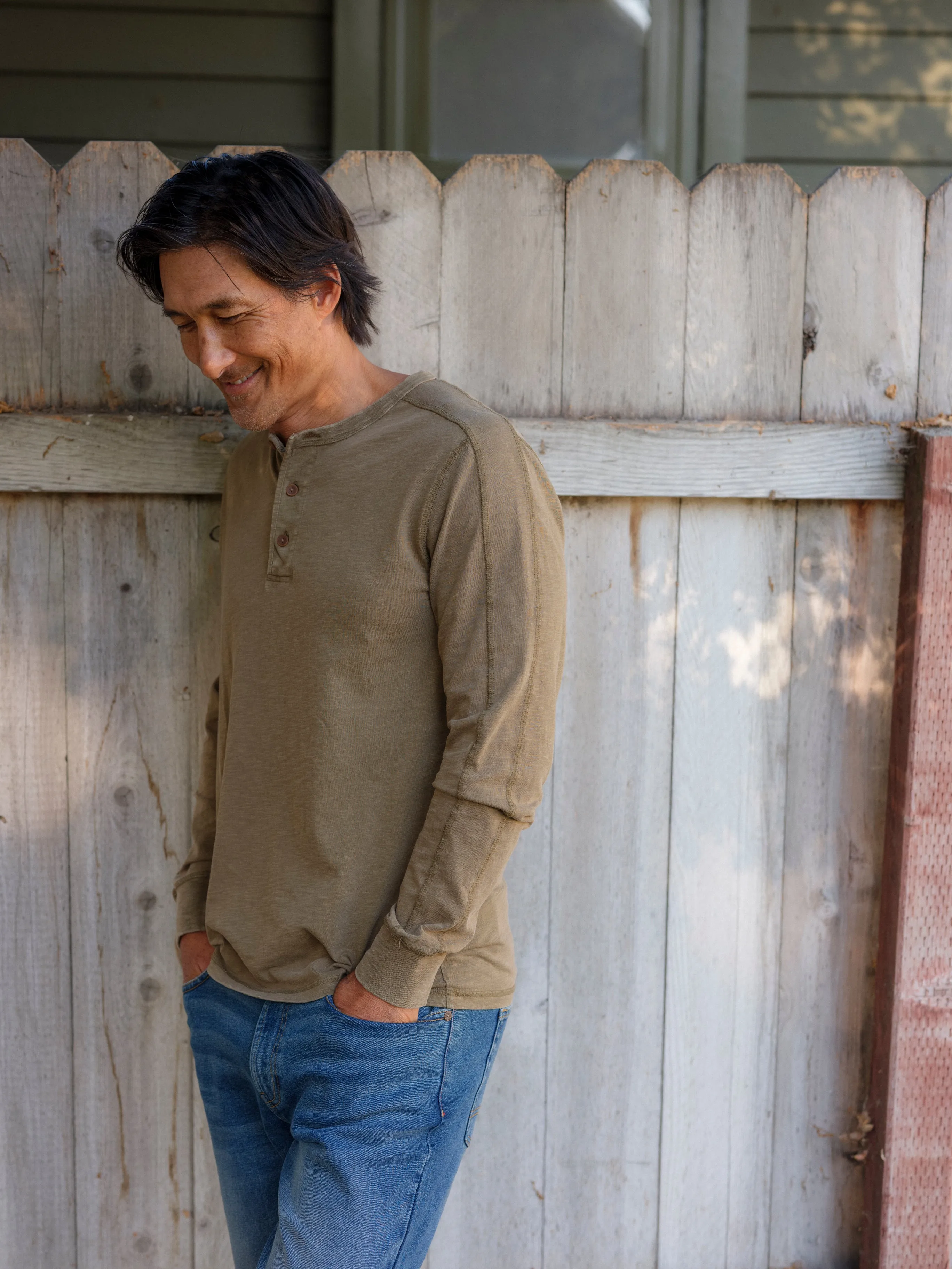 Hewitt Garment Dyed Henley - Military Olive