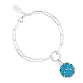 Hummingbird Paperclip Chain Bracelet - Capri Blue