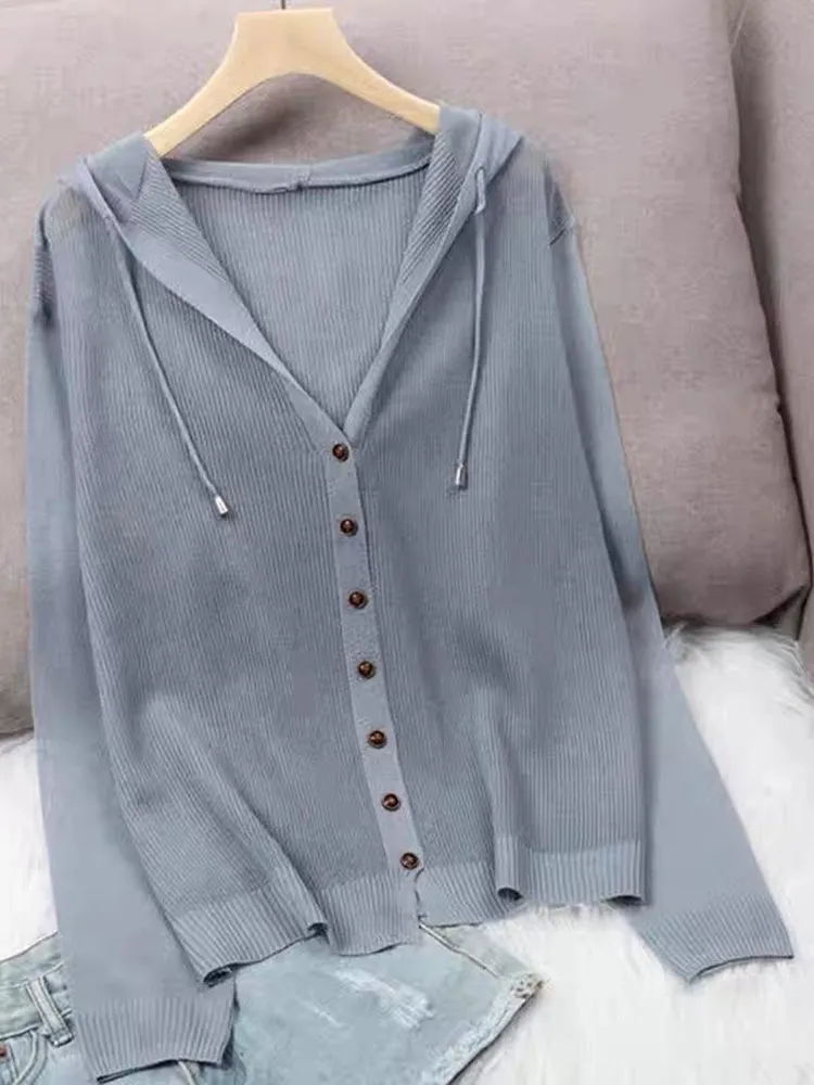 Ice Silk Hooded Cardigan