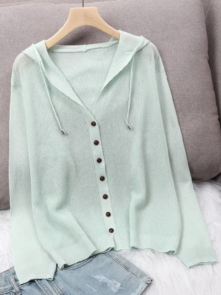 Ice Silk Hooded Cardigan