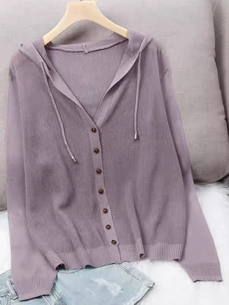 Ice Silk Hooded Cardigan