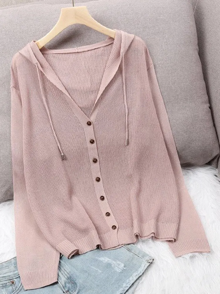 Ice Silk Hooded Cardigan