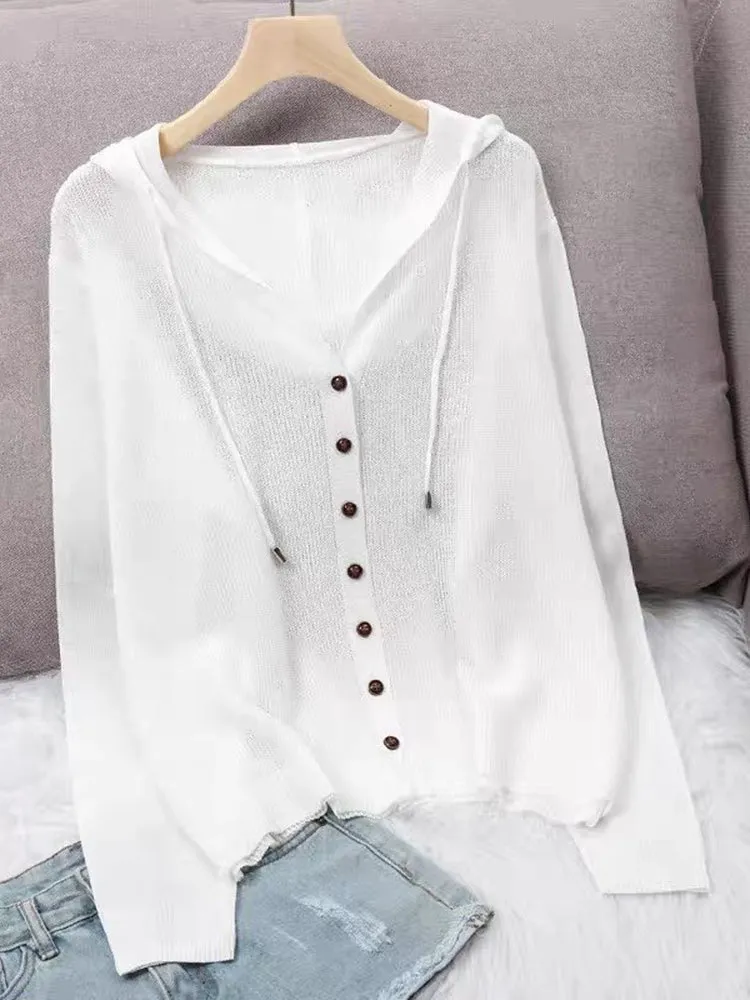 Ice Silk Hooded Cardigan