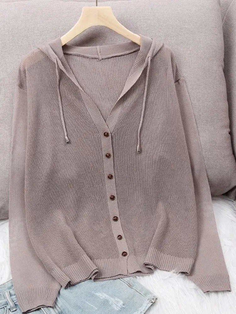 Ice Silk Hooded Cardigan