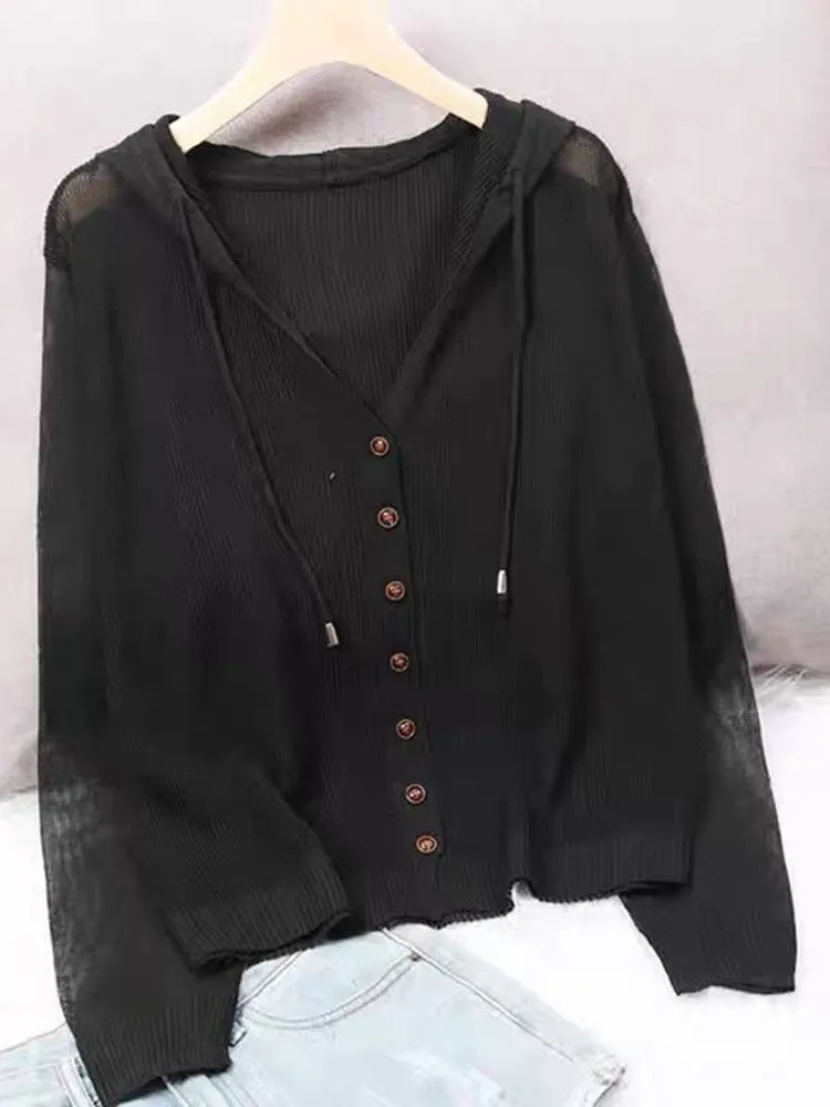 Ice Silk Hooded Cardigan