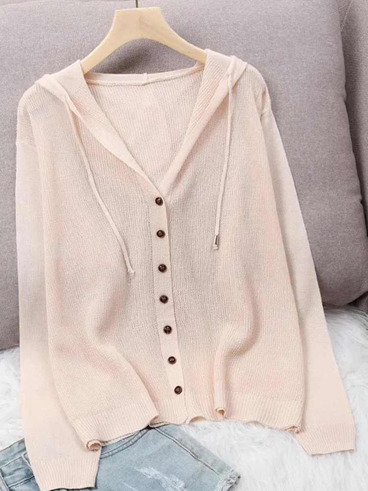 Ice Silk Hooded Cardigan