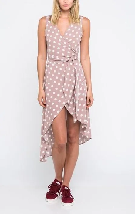 Mauve Polkadot Print Dress