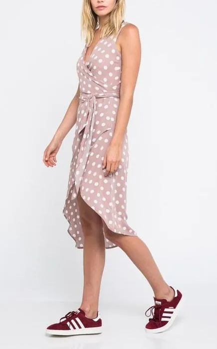 Mauve Polkadot Print Dress