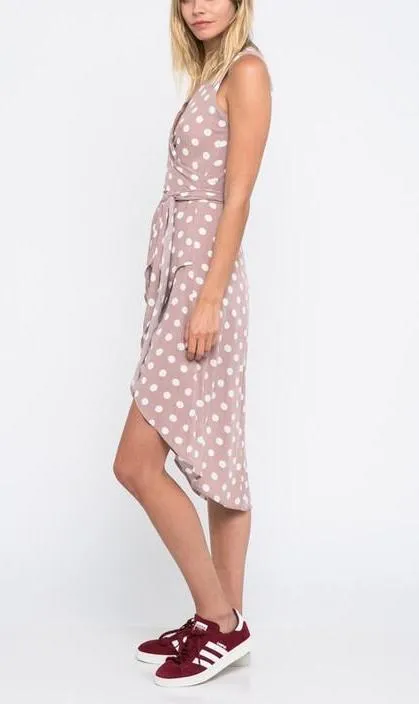 Mauve Polkadot Print Dress