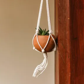 Mini Round Planter with Macrame Hanger