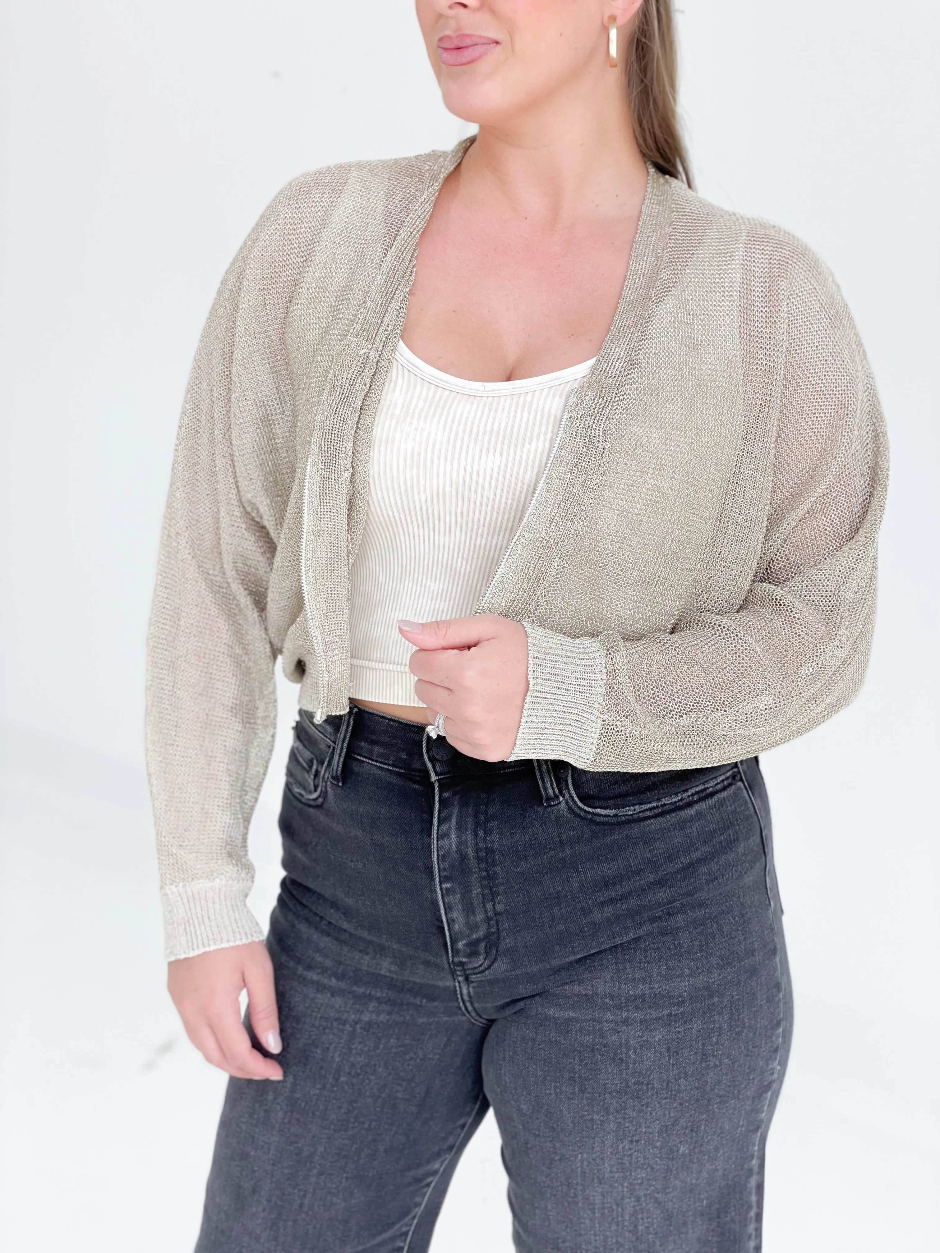 Mirage Metallic Cardigan - Gold