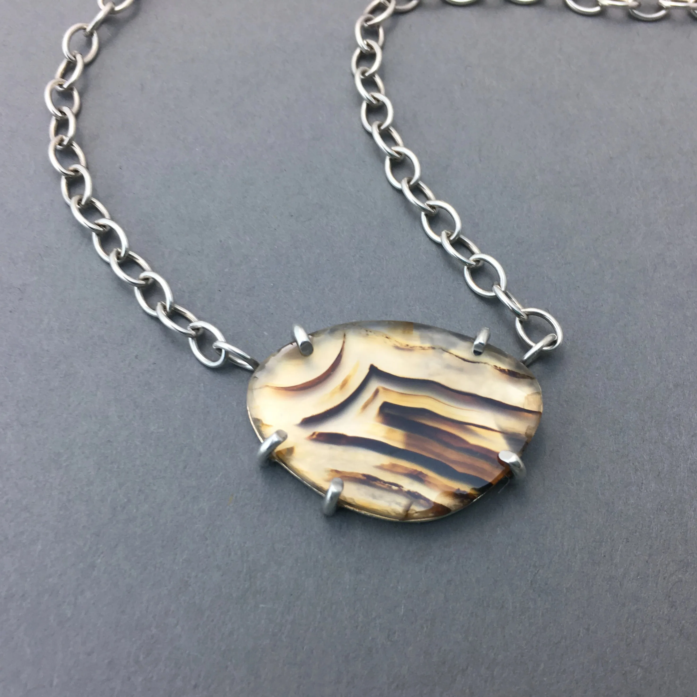 MONTANA AGATE & SILVER NECKLACE