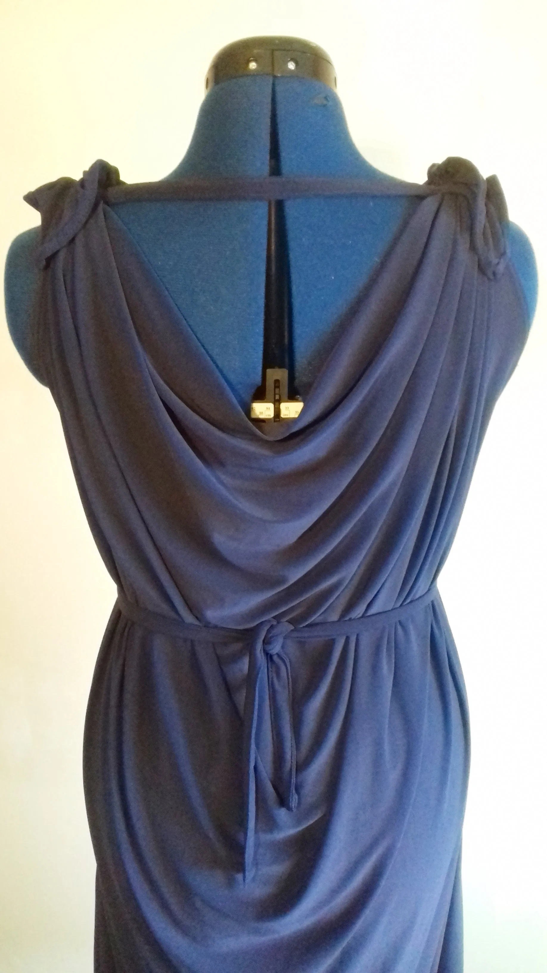 Navy Blue Grecian Drape Dress