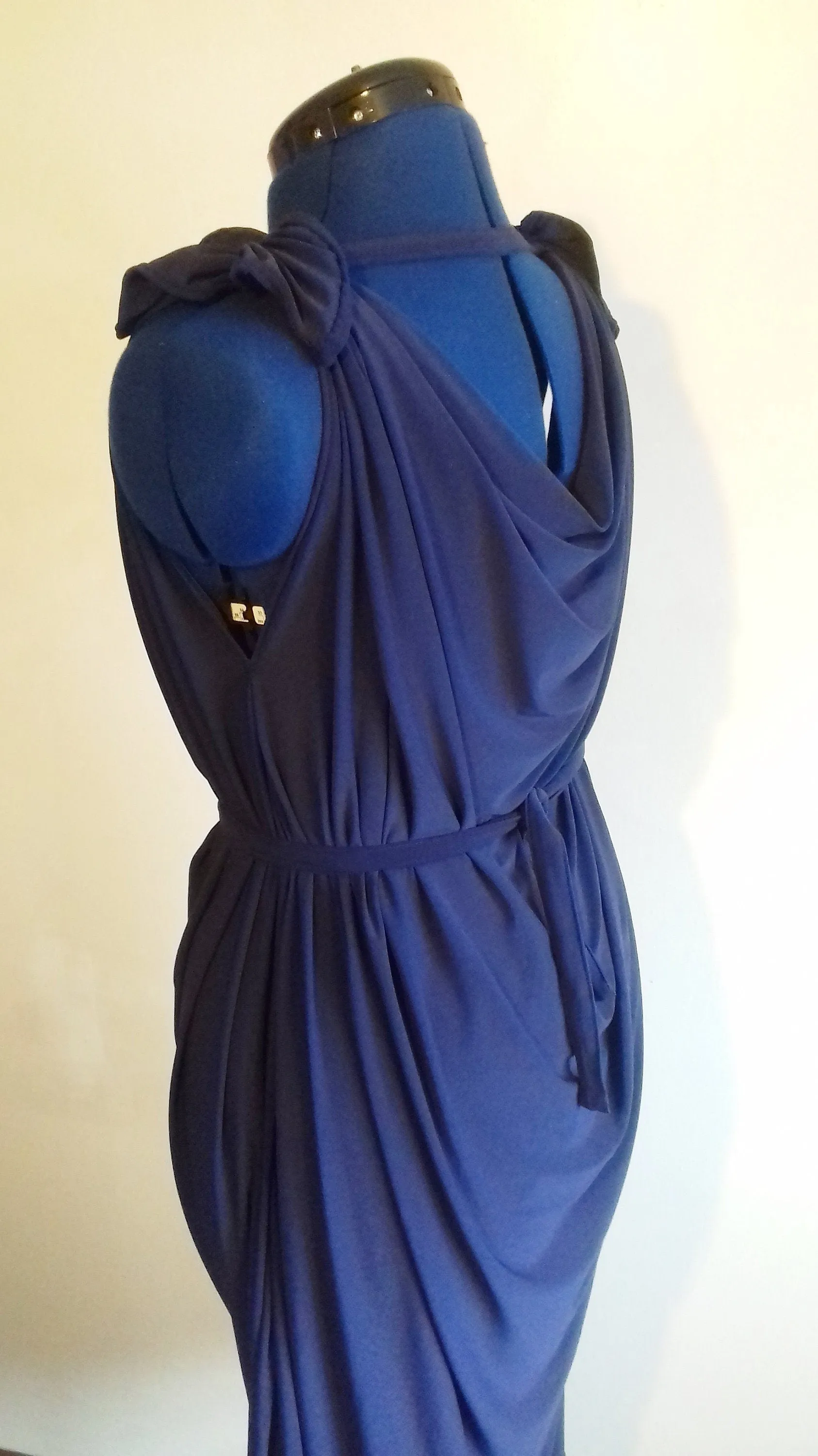 Navy Blue Grecian Drape Dress