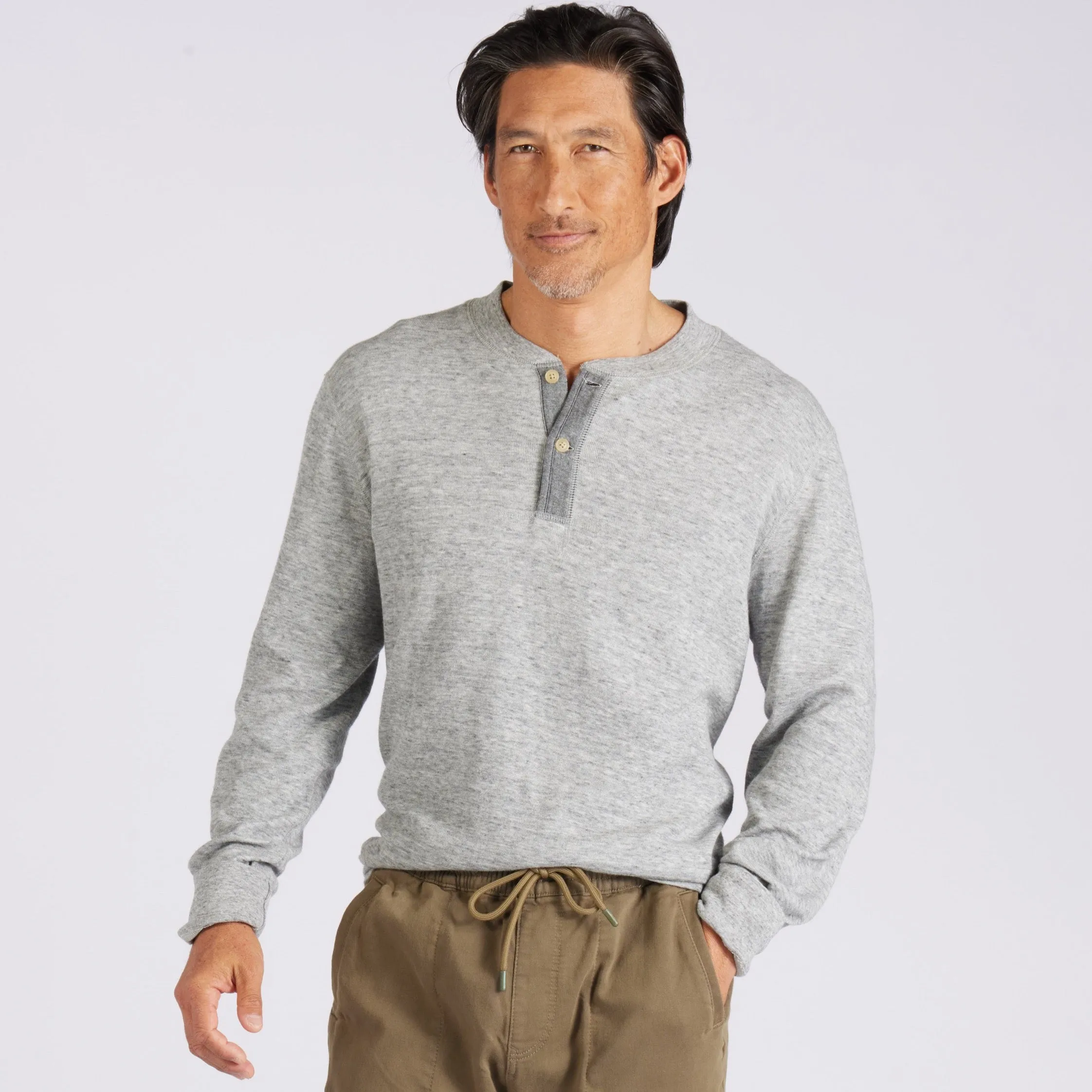 New Windsor Double Cloth Henley - Gray Heather